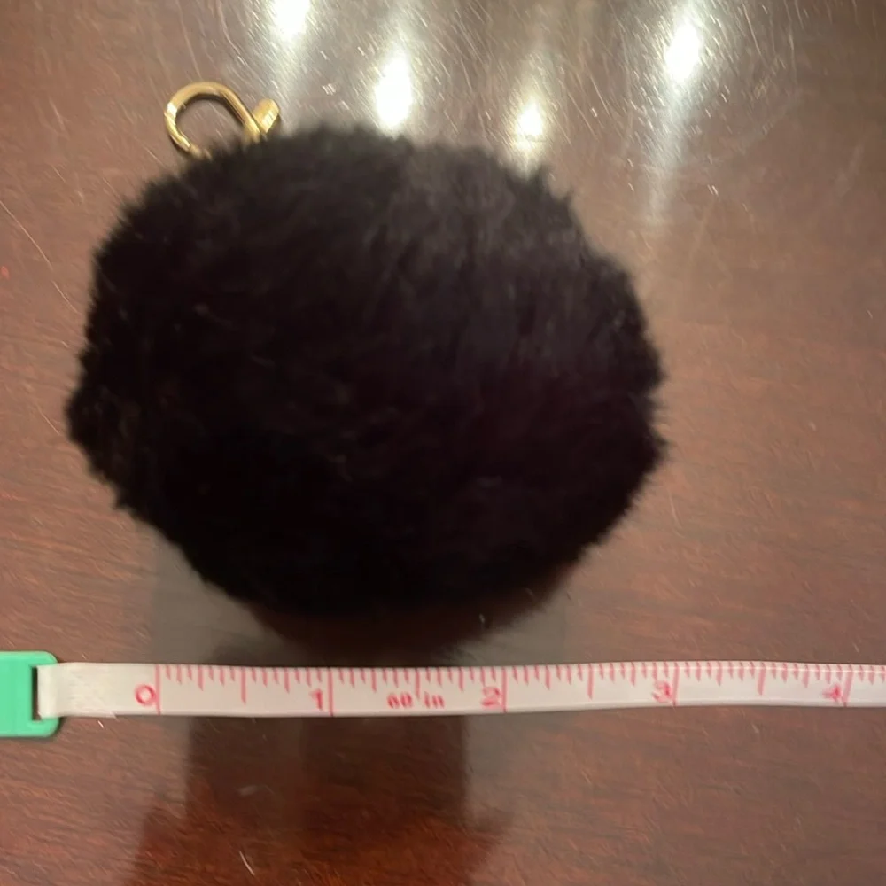 Furry black Keychain with Gold black glasses Accents new